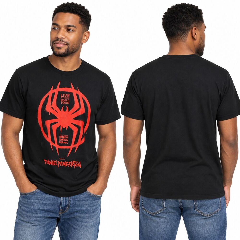 Marvel Men's Spider-Man Live in Concert World Tour Black Graphic T-Shirt L Large